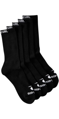 Meias Rip Curl Brand Crew 2024, Pacote Com 5 Unidades, 007MSO - Black