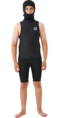 2026 Rip Curl Junior Fbomb Polypro Hooded Vest 117BWJ - Black