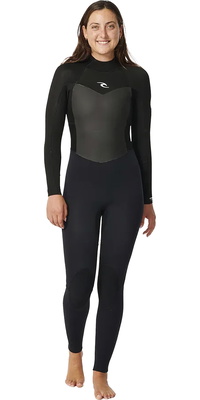 2026 Rip Curl Mulheres Omega 3/2mm GBS Back Zip Wetsuit 157WFS - Black
