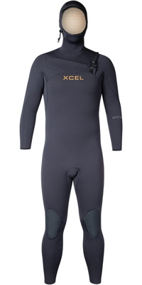 2026 Xcel Comp 4/3mm Chest Zip Fato De Mergulho Com Capuz 2026 Mens + MN43CPH4 - Black