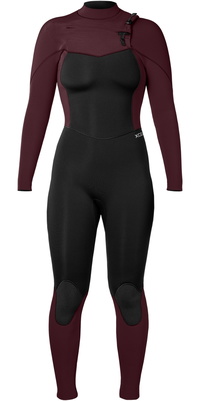 Fato De Mergulho Feminino Xcel Comp 5/4mm Com Zíper Chest Zip WN54ZXC4W 2025 - Black / Vinho