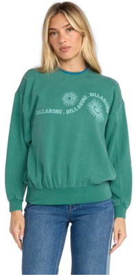 2025 Billabong Womens Time For Kendal Sweatshirt 24B463505 - Evergreen