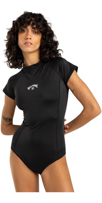2026 Billabong Fato De Banho Tropic UV50 De Manga Curta De Uma Peça Para Mulher EBJX100101 - Black Pebble