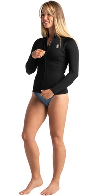 2026 C-Skins Womens NuWave Solace Lite 1.5mm Casaco Com Fecho De Correr C-NSOL15VELS - Black