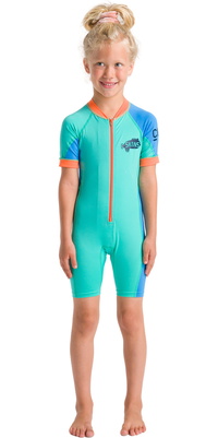2026 C-Skins Junior Nuwave Fato De Surf UV C-NLYSUNSH - Aqua / Orange / Green