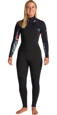2026 C-Skins Womens Solace 4/3mm Chest Zip Wetsuit C-NSO43WCZ - Raven Black / Black X
