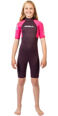 2026 Gul Junior G-Force Natur 3/2mm Back Zip Shorty Fato De Mergulho GF3307-PUPI - Roxo / Pink