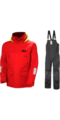 2026 Helly Hansen Masculino Pier 4.0 Jaqueta E Pier 4.0 Bib Fato De Vela HHMPJAPBBAR - Alert Red / Ebony