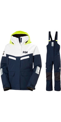 2025 Helly Hansen Womens Pier 4.0 Jacket & Bib Sailing Suit HHWPJAPBBN - Navy