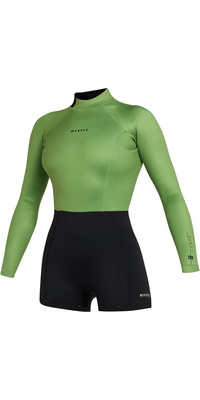 2025 Mystic Womens Lunar Long Arm 2/ 2mm Back Zip Shorty Wetsuit 35000.240111 - Soft Green