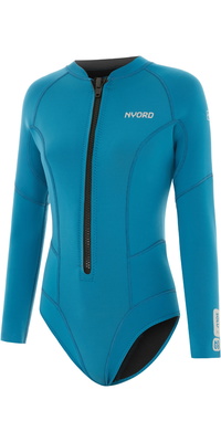 2026 Nyord Womens Solu Yulex 2/ 2mm Long Sleeve Front Zip Spring Shorty Wetsuit SOLWHL22001-CBL - Celestial Blue