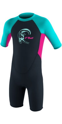 2026 O'Neill Toddler Reactor -2 2mm Back Zip Shorty Wetsuit 4867G - Slate / Berry / Light Aqua
