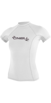 2026 Básicos Das Mulheres O'Neill Skins Manga Curta Crew Lycra Vest 3548 - Branco