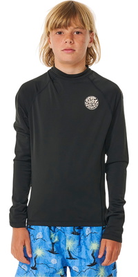 2026 Rip Curl Colete De Lycra De Manga Comprida Escovada UV Para Juniores 11YBRV - Black