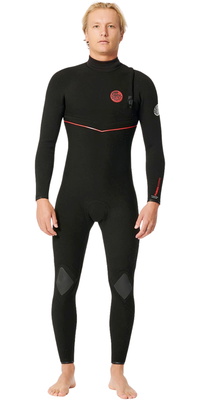 2025 Rip Curl Masculino Flashbomb Fusion 4/3mm Zip Free Wetsuit 15PMFS - Black