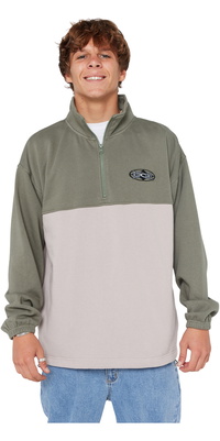 2025 Rip Curl Homens Heritage Oval 1/4 Zip Crew 09XMFL - Cactus Green