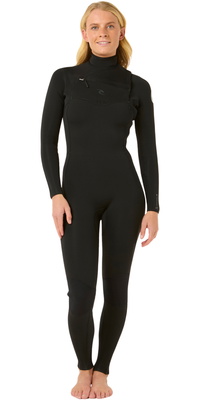 2026 Rip Curl Womens Dawn Patrol 4/3mm Chest Zip Wetsuit 160WFS - Black