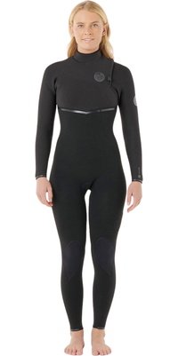 Roupa De Neoprene Feminina Rip Curl E-Bomb 4/3mm Com Zíper Zip Free 16LWFS - Black