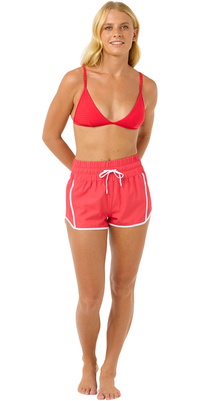 2025 Rip Curl Calções De Banho De Cintura Alta Retro Volley 3 Para Mulher 01QWBO - Hibiscus Red