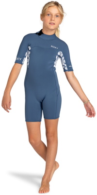 2026 Roxy Júnior Swell Série 2mm Back Zip Shorty Fato De Mergulho ERGW503017 - Wild Wind Drifter Floral