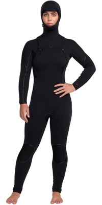 2025 Roxy Womens Elite Xtra Warm 5/4mm Chest Zip Fato De Mergulho Com Capuz 26BW203501 - Black