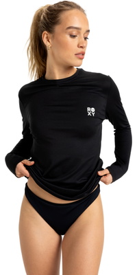 2025 Roxy T-shirt De Surf De Manga Comprida Happy Waves Para Mulher ERJWR03849 - Anthracite