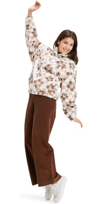 2025 Roxy Jive Talking Bonded Half Zip Printed Polar Fleece ERJPF03208 - Egret Hibi Square