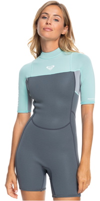 2025 Roxy Womens Prologue 2/ 2mm Back Zip Shorty Wetsuit ERJW503037 - Ice Green