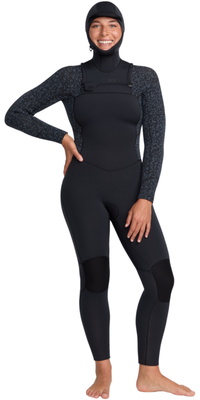 2025 Roxy Womens Swell Natural 5/4mm Chest Zip Fato De Mergulho Com Capuz 26BW203503 - Animal Print