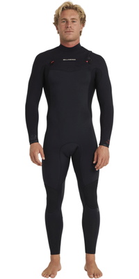 2026 Billabong Mens Revolution Natural 3/2mm Chest Zip Fato De Mergulho 24AW193511 - Black Red
