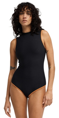 2026 Billabong Fato De Banho De Uma Peça Com Gola Alta E Listras Para Mulher Da Tanlines 24O301603 - Black