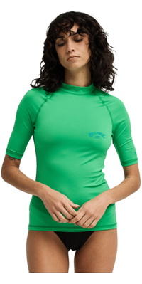2026 Billabong Womens Tropical Surf Short Sleeve Rash Vest EBJWR03041 - Summer Green