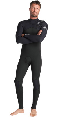 2026 C-Skins Homem Nuwave Session 4/3mm Chest Zip Fato De Mergulho C-NSE43MCZ - Black / Black X / Prateado