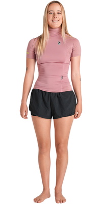 Nuwave 2026 C-Skins , Camisola Sem Mangas De Manga Curta Para Mulher, Modelo Rash X, C-NLYSSWT - Rosa / Lime