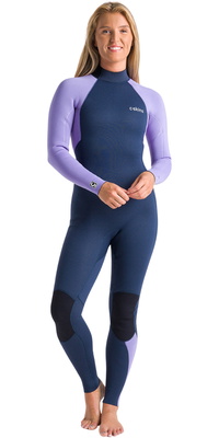 2026 C-Skins Fato De Mergulho Feminino Surflite 3/2mm Back Zip C-SL32WBZ - Azul-marinho / Lilás / White