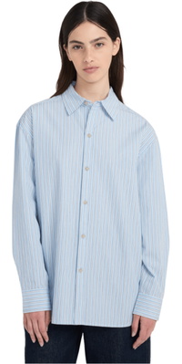 2026 Element Mulher Camisa Clássica De Namorado ELJWT00117 - Classic Stripes Blue
