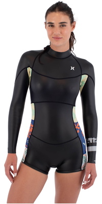 2026 Hurley Womens Air 2mm Back Zip Shorty Fato De Primavera WSS0014252 - Black Skin