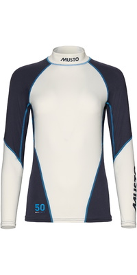 2026 Musto Camisola Feminina De Manga Comprida Em Lycra 82185 - Branca / Navy