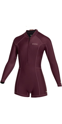 2026 Mystic Womens Lunar 2/ 2mm Front Zip Long Sleeve Shorty Wetsuit 35000.260070 - Oxblood Red