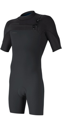 2026 ONeill Mens Hyperfreak 2mm Chest Zip Shorty Wetsuit 5495 - Tempered Steel / Graphite