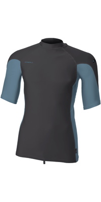 2026 ONeill Mens Hyperfreak Skins Camisola De Lycra De Manga Curta 5690 - Tempered Steel / Blue Fusion