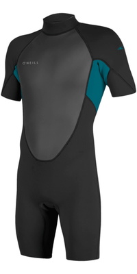 2026 ONeill Mens Reactor-2 2mm Back Zip Shorty Wetsuit 5041B - Black / Tide Pool