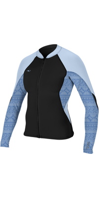 2026 ONeill Mulher Bahia 1/ 0.5mm Casaco Com Fecho Completo 4933 - Black / Surfabstract / Chambrayblu