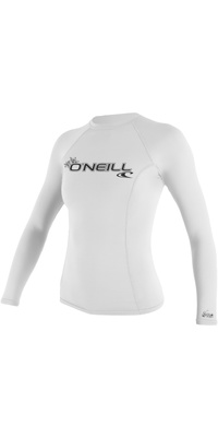 2026 ONeill Basic Skins Manga Comprida Rash Guard 3549 - Para Mulher White