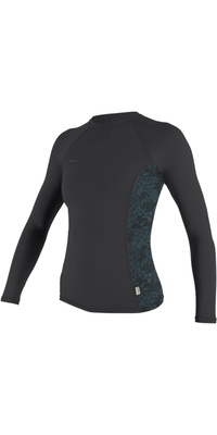 2026 ONeill Womens Hyperfreak Skins Camisola De Lycra De Manga Comprida 5695 - Tempered Steel / Shaded Island Sky