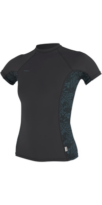 2026 ONeill Womens Hyperfreak Skins Camisola De Lycra De Manga Curta 5694 - Tempered Steel / Shaded Island Sky