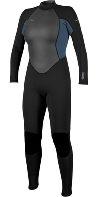 2026 ONeill Womens Reactor -2 3/2mm Back Zip Fato De Mergulho 5042B - Black / Azul Copen