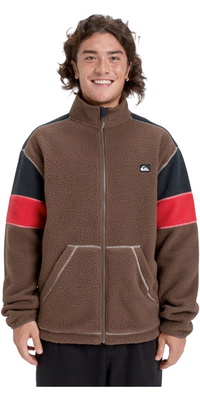 2026 Quiksilver Camisola De Homem Clean Coast Block Com Fecho Completo Fleece EQYPF03065 - Chocolate Brown