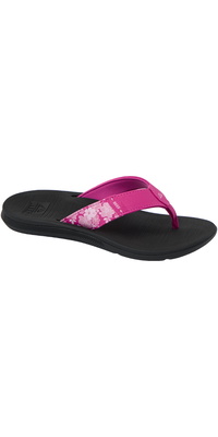 2026 Reef Sandálias Femininas Santa Ana CJ8827 - Fuchsia Red / Black
