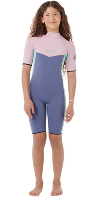 2026 Rip Curl Junior Dawn Patrol 2mm Back Zip Shorty Fato De Mergulho 11FBSP - Pink